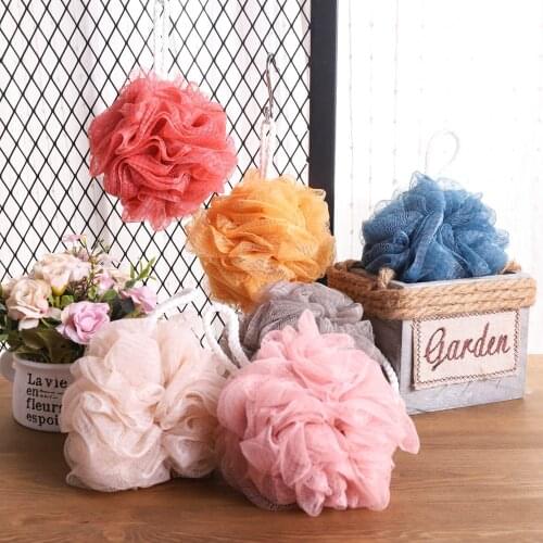 6PCS Loofah Bath Sponge 50g/pc Set of 6 Spa Colors - Soft Exfoliating Shower Lufa for Silky Skin - Long-Handle Mesh Body Poufs