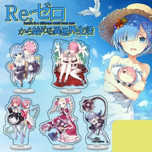 Anime Re Zero kara Hajimeru Isekai Rem Ram Emilia Cute 10cm Acrylic Stand Figure Desktop Decoration Collection Model Toy