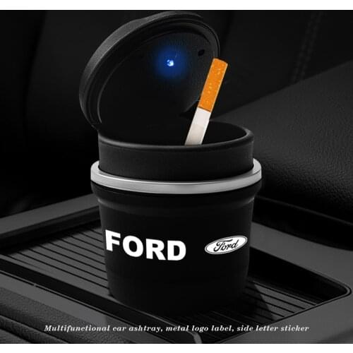 2Pcs Car LED Ashtray Garbage Coin Storage Cup Container Cigar Ash Tray Car Styling Universal Size for Ford Focus Auto Accessorie