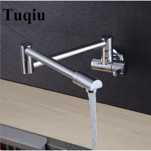 Free shipping 360 degree brass foldable wall mounted chrome/nickel/black single lever kitchen faucet sink basin faucet tap mixer