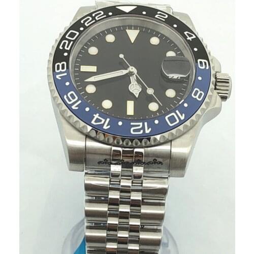 904L stainless steel bracelet watch male mechanical clock military luxury casual waterproof 100M mens watch black blue bezel