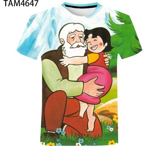 Childrens Cartoon Heidi 3D 2021 Summer New Short Sleeve T-Shirt Mens Womens Lovers Street Fashion Leisure Cool Cute Top