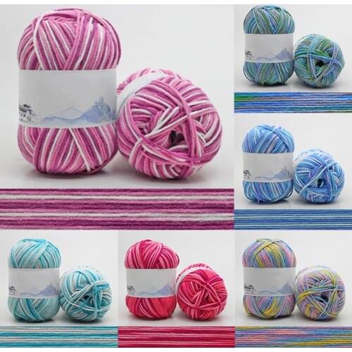 Hot Wholesale 50g/ball Worsted Dyeing Middle-thick Milk Cotton Soft Baby Yarn Hand Knitting Crochet Baby Woolen