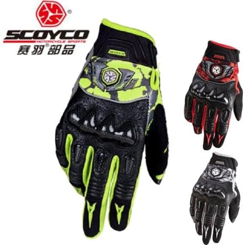 Breathable SCOYCO Motorbike Riding Glove Sheepskin Leather Carbon fiber shell locomotive Racing Rider Knight Motorcycle Gloves