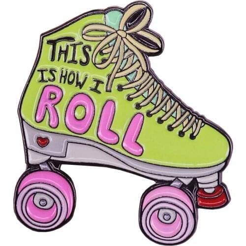 This is how I roll roller skates enamel pin retro skating brooch funny puns Roller Derby badge vaporwave aesthetic 80s kids gift