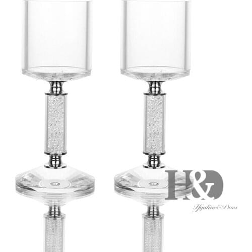 H&D Votive Tealight Crystal Candle Holder-Table Centerpiece with Rhinestones for Wedding Home Decor,8.3inch