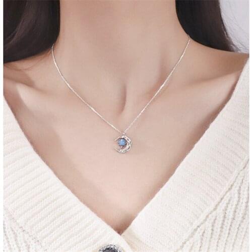 KOFSAC 2021 Trendy Silver Color Necklaces For Women Charming Star Moon Pendant Jewelry Clavicle Chain Lady Birthday Gifts