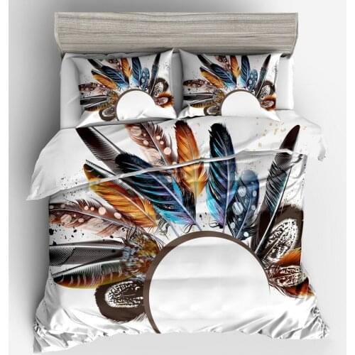 Colorful Feather Duvet Cover Set,Bird Feathers Bedclothes Soft Microfiber Fabric,Decorative 3PCS Bedding Set with Pillowcases