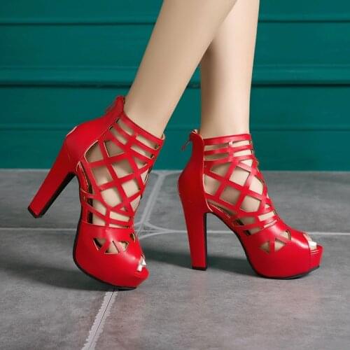 YMECHIC Summer Hollow Ankle Boots for Women Platforms Peep Toe Gladiator Sandals White Black Yellow High Heel Sandal Boots 2020