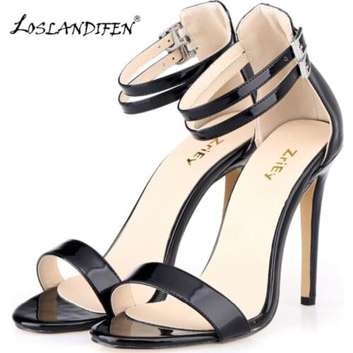 Women Fashion High Heel Shoes Sexy Black Pumps Pointed Toe Ankle Strap Heels Ladies Nude Party Wedding 102-6PA