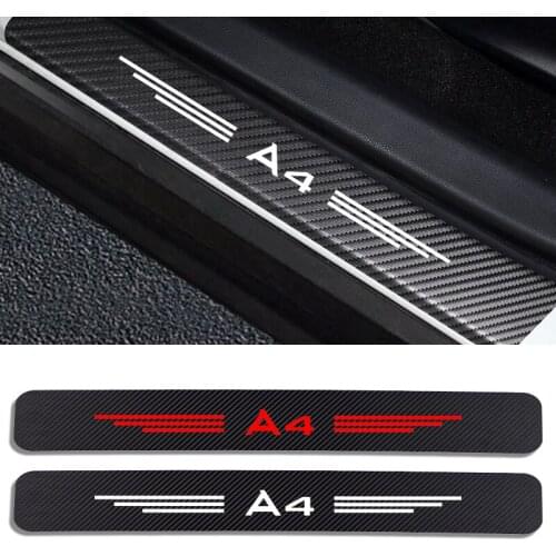 4PCS Car Door Sill Protector Stickers Carbon Fiber Vinyl Decals For Audi A4 B5 B6 B7 B8 B9 Auto Door Threshold Cover Accessories