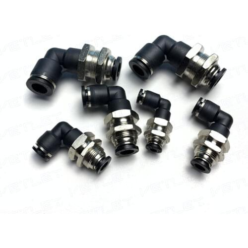 Bulkhead Elbow PLM 1/4,PLM5/16,PLM3/8 Inch Out diameter high quality onet ouch fittings pneumatic PLM bulkhead elbow