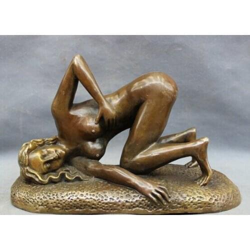 Wholesale factory 11" Chinese Bronze Copper garden decoration Nude Sexy Woman Belle Beauty Goddess Sculptureroom Art