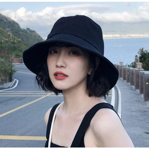 New Unisex Cotton Bucket Hats Women Summer Sunscreen Panama Hat Men Pure Color Sunbonnet Fedoras Outdoor Fisherman Hat Beach Cap