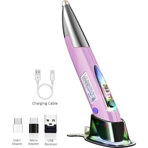 Rechargeable Wireless Pen Mouse with Micro USB Type C Adapter USB Computer Laser Mini Mause With Touch Function for PC Laptop