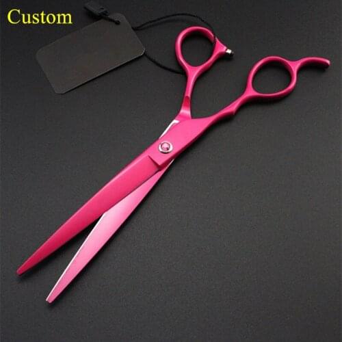 Custom professional Japan 440c Left handed 7 inch Pet dog grooming hair scissors Cutting shears pet barber hairdressing scissors