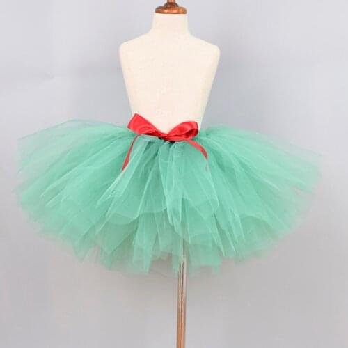 Girl Sage Green Fluffy Tutu Skirt Baby Birthday Party Tulle Skirt School Skirt For Girls Newborn Baptism Costume Christmas Skirt