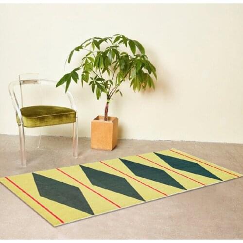 Chic Bedside Mat Soft Fluffy Geometric Carpet Area Bedroom Floor Pad Rug Bathmat Doormat Nordic Aesthetic Home Room Decor