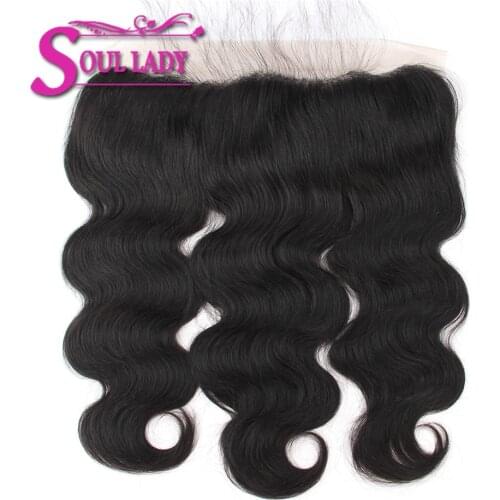 Soul Lady Malaysian Remy Hair 13*4 Ear To Ear Lace Frontal Closure Body Wave Bleached Knots Baby Hair Free Part 100% Human Hair