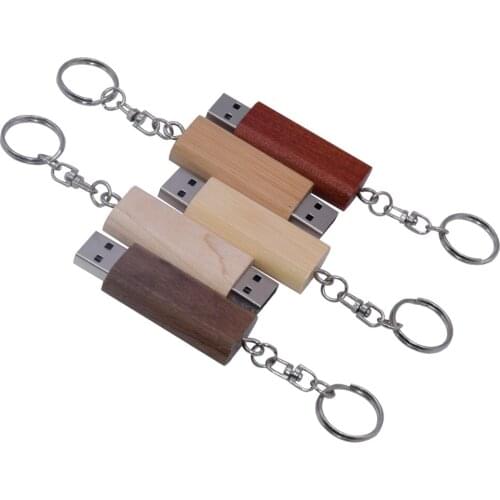 High speed Wooden rotatable USB flash drive 4GB 8GB 16GB 32GB 64GB U disk memory stick with metal keychain gifts Customize logo