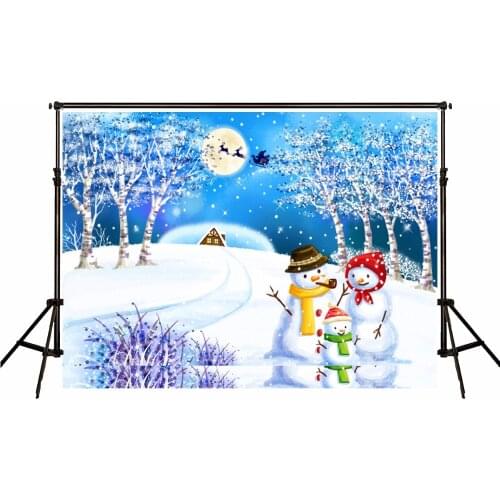 VinylBDS Light Blue Christmas Backdrop photography Christmas Tree Snowman Photographie Background Photography Studio Background