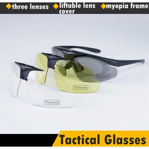Military Shooting Glasses UV Protection Hiking Hunting Fishing Sunglasses Flip Up Lens Tactical Paintball Combat Goggles