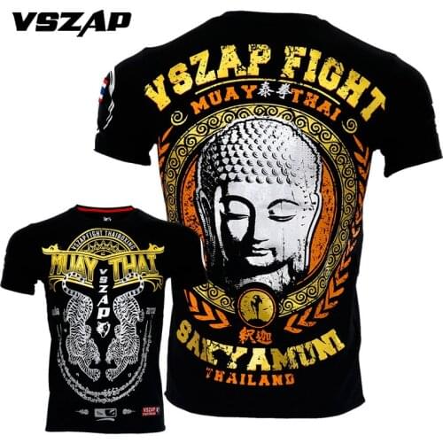 VSZAP Shakyamuni fighting muay Thai boxing MMA fighting Boxing shirts for short sleeve T-shirt male fitness muscle