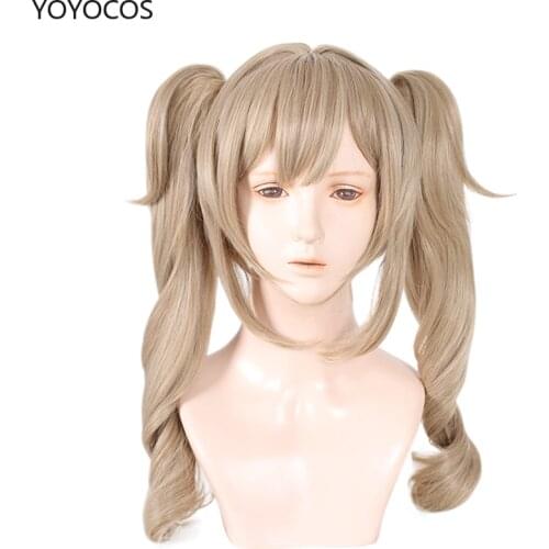 YOYOCOS Game Genshin Impact wig Cosplay Cute double ponytail lady wig Synthetic Hair Heat Resistant Halloween Carnival Party