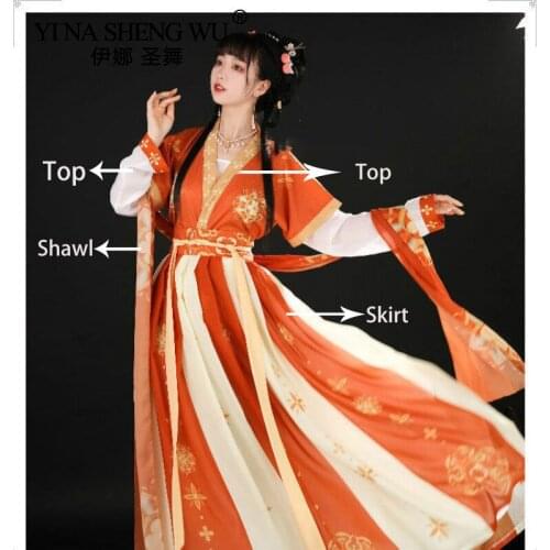 Female Skirt Folk Dance Chinese Traditional Hanfu Costumes Tang Dynasty Fairy Princess Dress Stage Performance Costume Dancewear