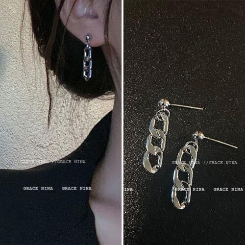 2021 New Punk Metal Style Alloy Chain Earrings for Woman Y2K Aesthetic Chain Eardrop Korean Earrings Long Jewelry Wholesale