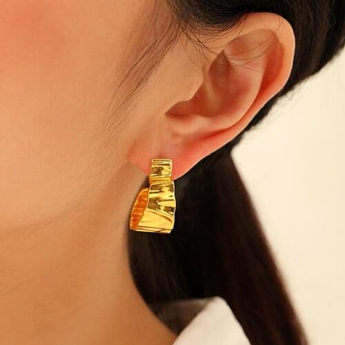 Vintage 925 Silver Needle Earrings Imitation Of Gold Foil Geometric Irregular Ear Stud For Women Wedding Jewelry Accessories