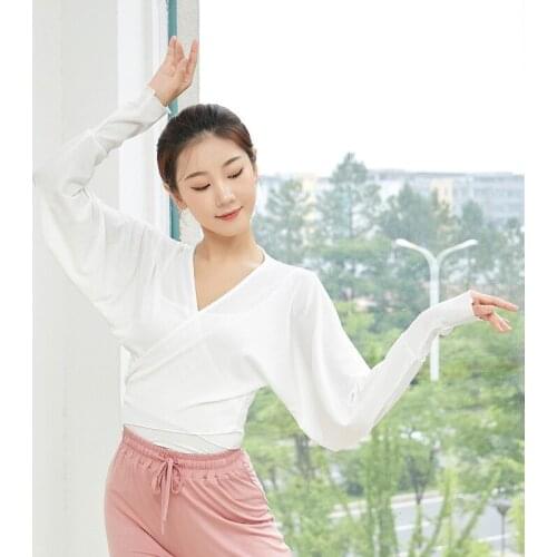 Adult Loose Belly Dance Ribbed Front Tie Cardigan Wrap Tie Back Top Blouse Practice Costume for Women Dancer Clothes Wear