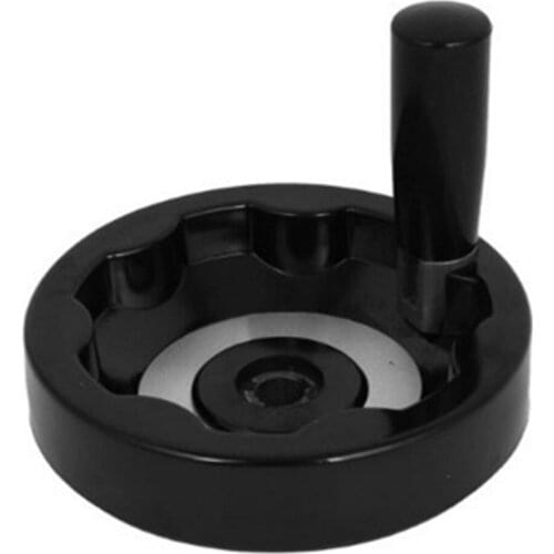 1 PC Folding Revolving Handle Inside Ripple Hand Wheel Black 125mm 5" Diameter