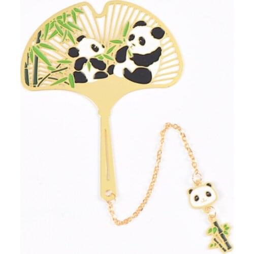 1pc Creativity Panda Tuan Fan Tassel Bookmark Cute Brass Art Exquisite Book Mark Page Folder Office School Supplies Stationery