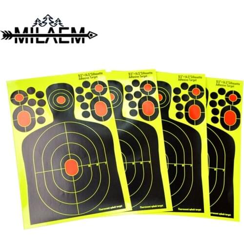 10 Pcs Achery Target Paper Adhesive Fluorescent Rifle Pistol Airsoft Pellet Gun Silhouette Poor Splatter Reactive Paper Targets