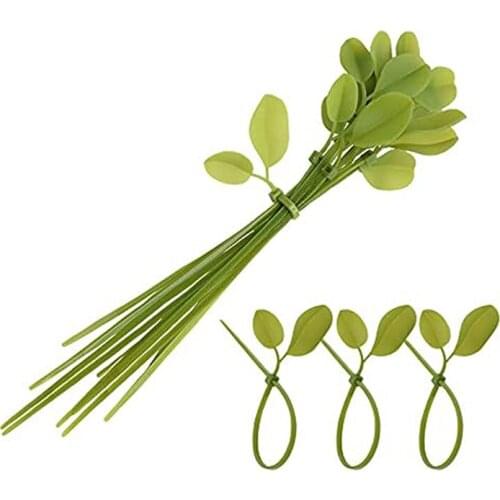 100pcs Green 3x200mm Tree Leaf Nylon Label Ties Decoration Self-Lock Cable Ties Identification Plastic Seal Mark Signs for Wires