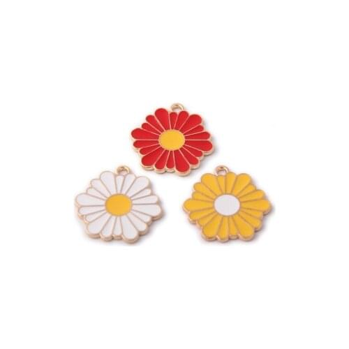 23*25MM 30Pcs Mix Colors Flowers KC Gold Color Alloy Pendants Jewelry Charms