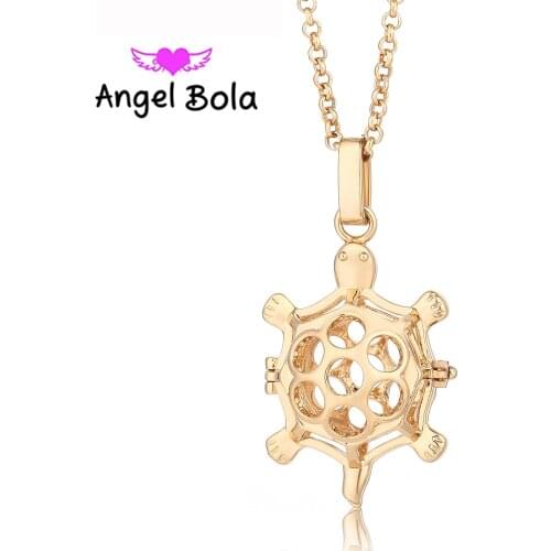 23mm Lovely Tortoise Shape Engelsrufer Oil Cage Pendant Angel Ball Long Chain Necklace Music Bola Pryme Jewelry L041