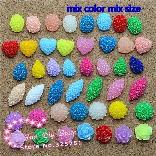 300pcs/lot resin muticolor tear drop heart round oval mix color mix style flat back cabochon decoration free shipping