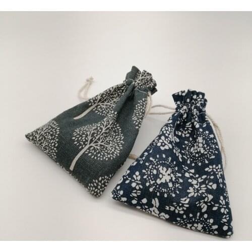 50-100pcs Blue and White Porcelain Fabric Bag Jute Bag Sack Drawstring Bags Cotton Sack Gift Bags for Girl Wedding Party Gift