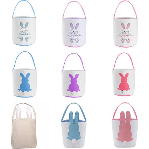 50pcs Easter Bunny Basket 20 Colors Easter Ears Bucket Tote Bags Happy Easter Decoration Kids Candy Egg Gift Bag Wholesale