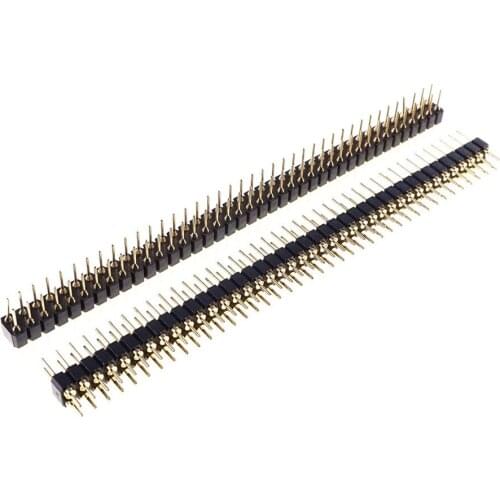 500pcs 2x40P dual Row 80 Pin 2.54mm Round Male Machined Pin Header gold plated through hole Straight PCB Mount