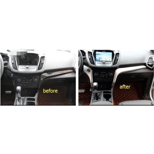 Interior Car-Styling Accessories For Ford Kuga Escape 2017 2018 ABS Chrome Central Control Cover Trim Decoration Strip Sequin