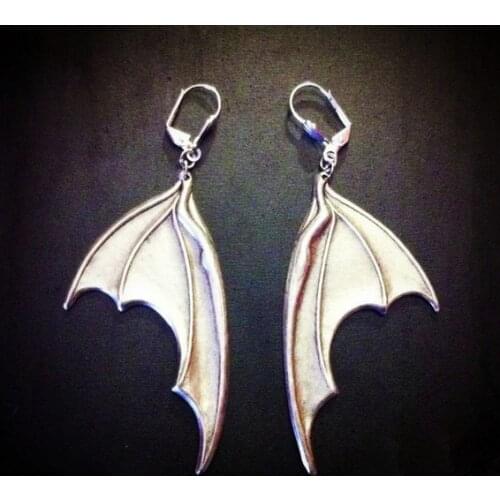 Antique Silver Bat Wing Earrings,Bat 2 Sided Earrings,Halloween Earrings,Halloween Jewelry,Gothic Earrings,Vampire Bat Jewelry
