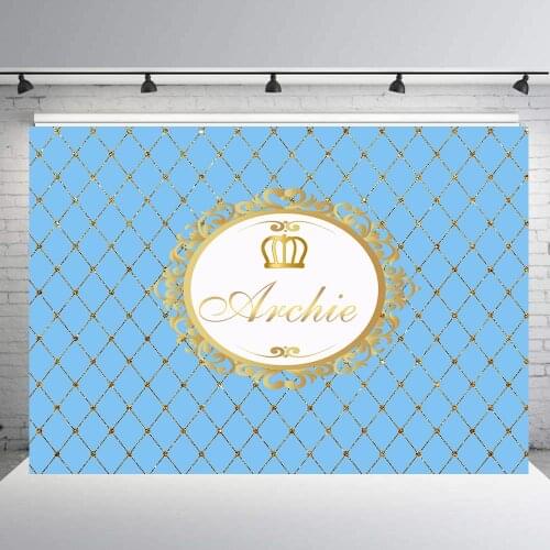 BEIPOTO Royal Blue gold prince photography backdrops baby shower boy background photo booth studio candy dessert table B872