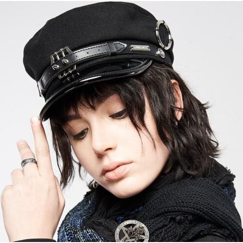 PUNKRAVE New Womens Punk Handsome Beret Unique Metal Decorate Female Daily Wool Berets