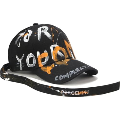 High Quality Hand Painted Baseball Cap Men Rap Hat Women Hip Hop Street Dance Snapback with Long Belt Jackson Wang