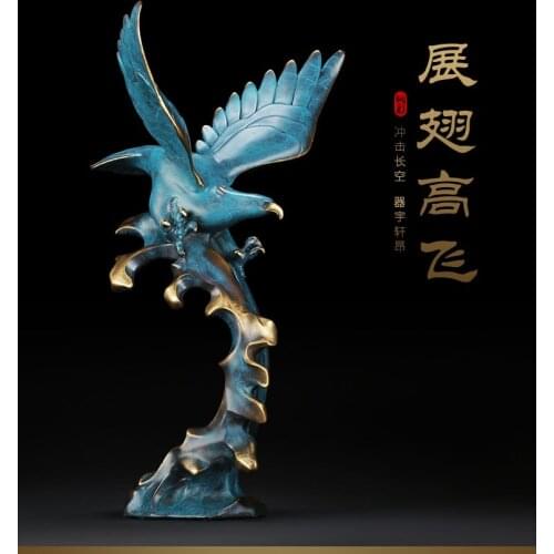 Large--TOP Master ART-thriving business Success brass lightning Arabia Eagle hawk statue-HOME office company efficacious Mascot