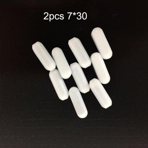 C7x30mm 2pcs PTFE Magnetic Stirrer Mixer Stir Bars PTFE Stirring Bars White Spin Bars Without Pivot Ring