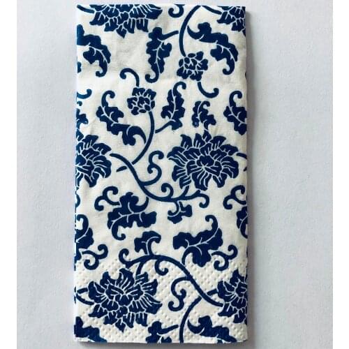 Casamento 10Pcs 3-Layer Classic Blue Flower Wedding Paper Napkins For Decoupage Birthday Party Decoration Boda Supplies